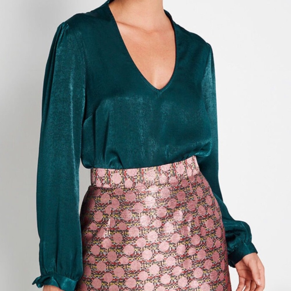 Modcloth Ideal Discovery Long Sleeve Blouse S